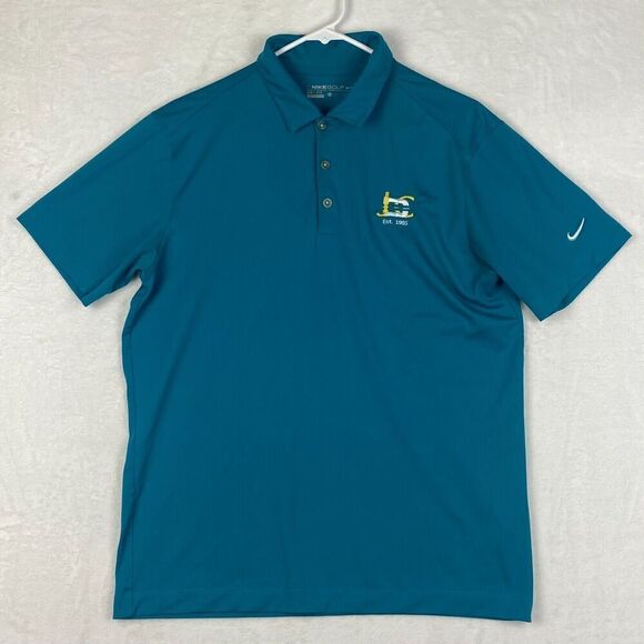 Nike Dri Fit Golf Polo Shirt Mens Medium Logo Short Sleeve - Picture 1 of 10